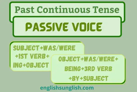 Sentence Structure of Passive Voice of Past Continuous Tense.